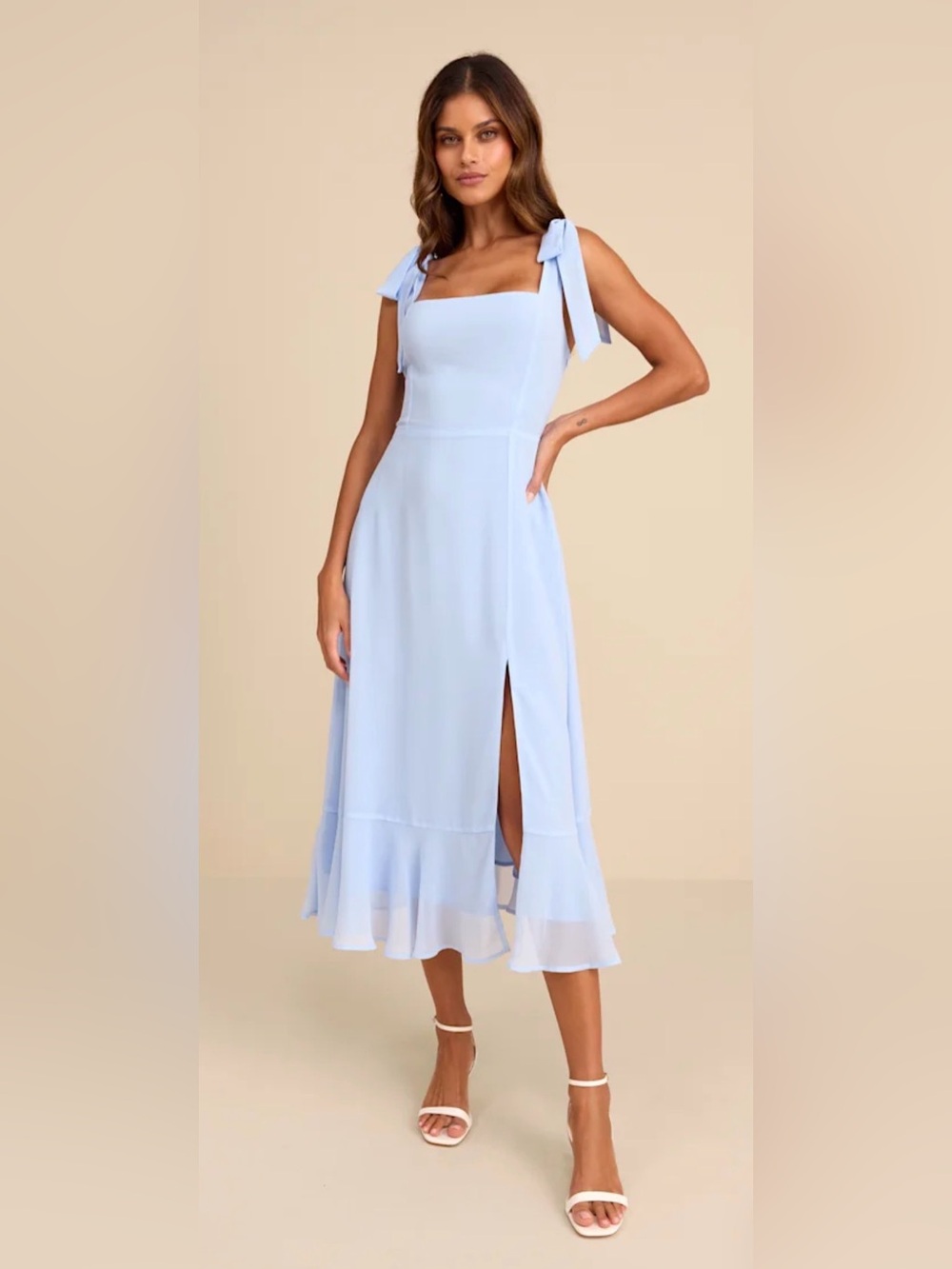 Lulus Summer Invite Light Blue Tie-Strap Tiered Midi Dress NWT XL